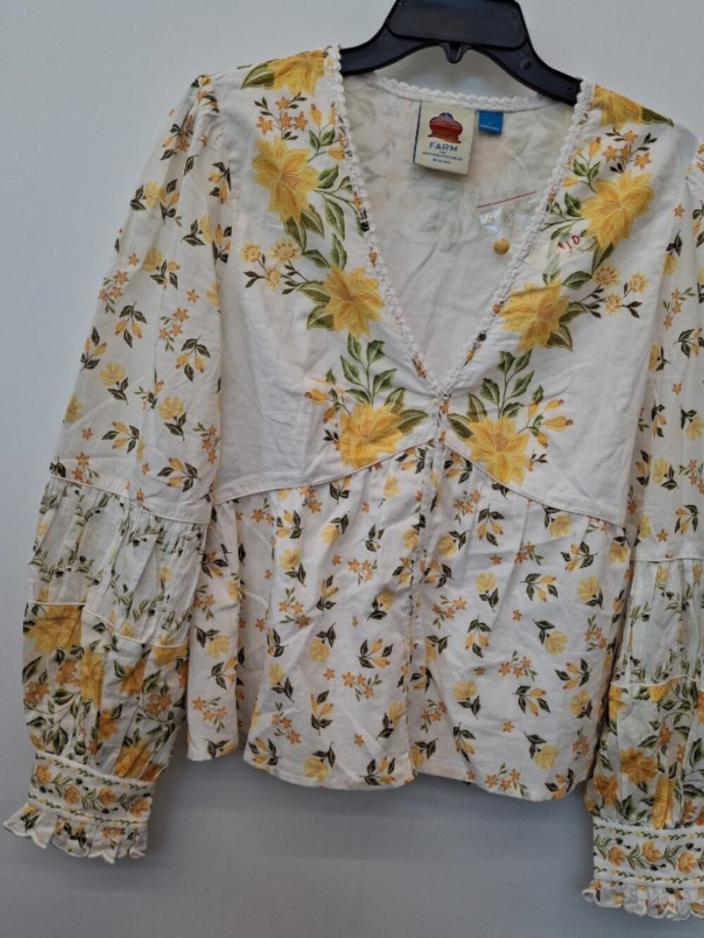FARM Rio for Anthropologie Floral Embroidered Puff-Sleeve Blouse - NWOT  Small - Picture 6 of 8